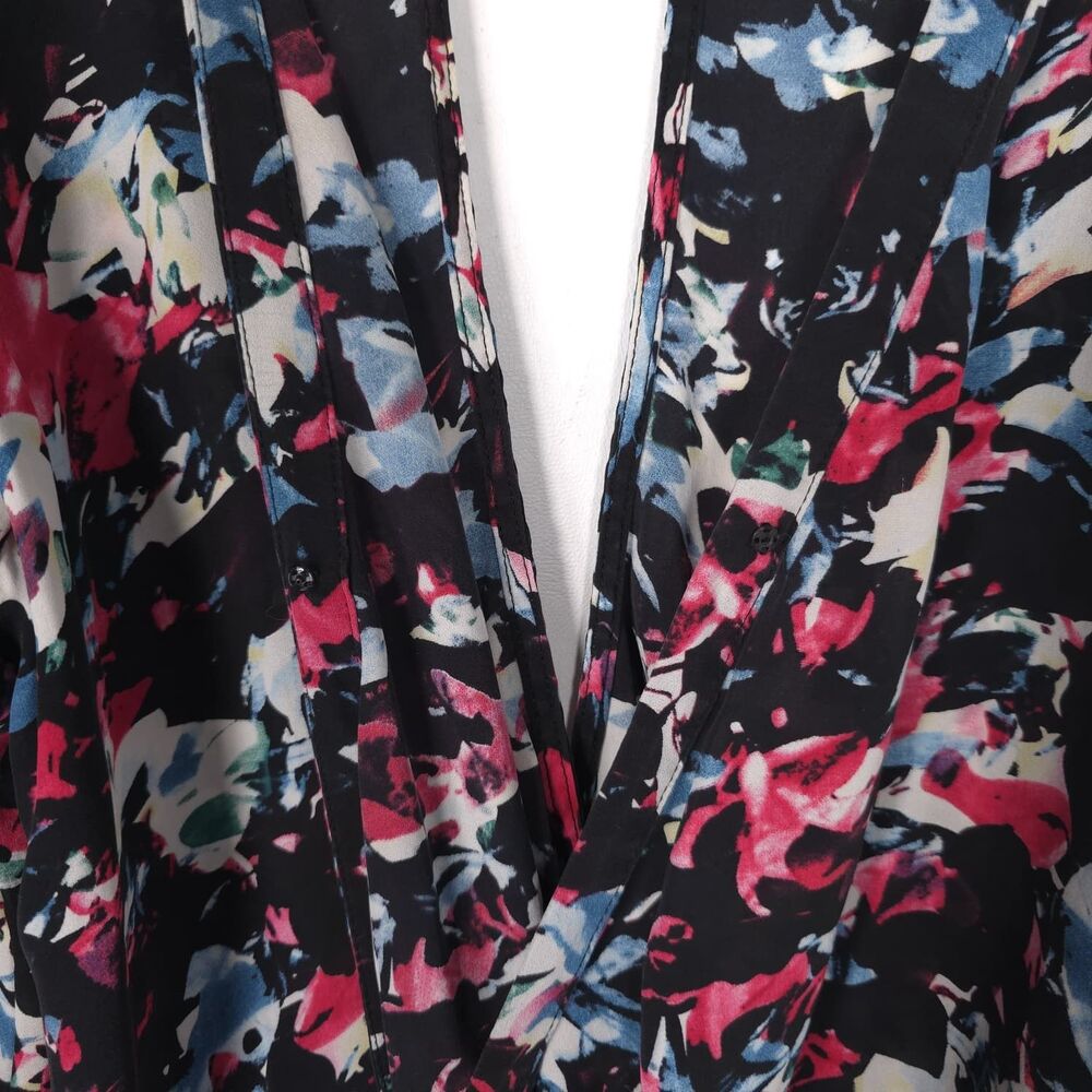 PARKER Women's Top Blouse MEDIUM Floral Multicolor Keyhole V Neck P5H1449GEP - Picture 7 of 10